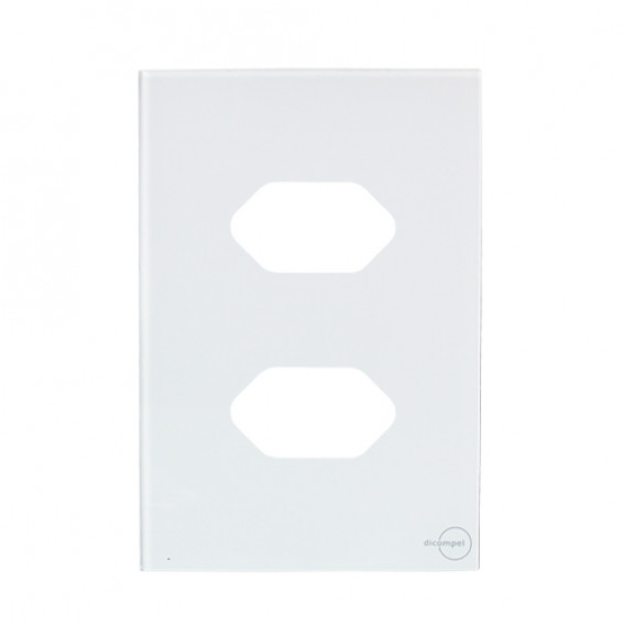 Placa p/ 2 Tomadas Separadas 4x2 - Novara Glass Branco